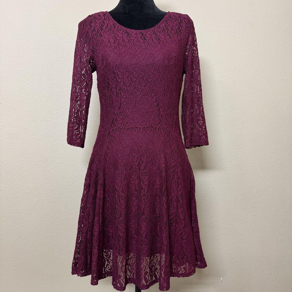 Fishbowl Dress Womens Medium Burgundy Lace Grunge Fairy Dark Academia